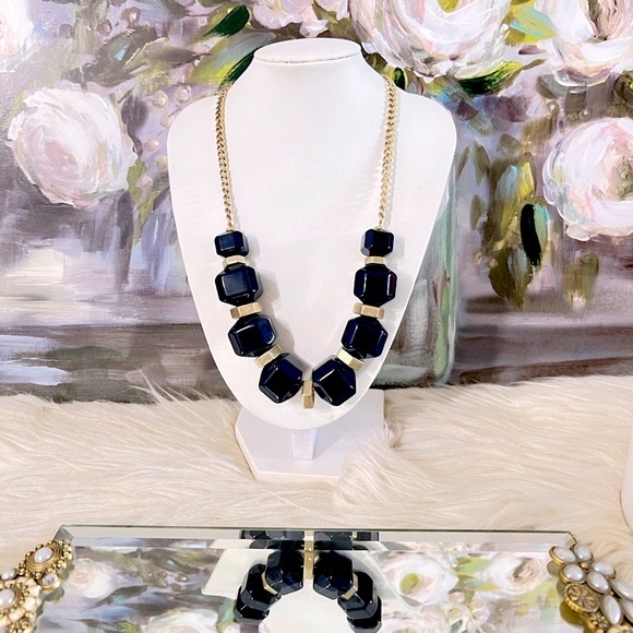 Kenneth Cole New York Navy Vintage Blue Chunky Necklace - Picture 1 of 6